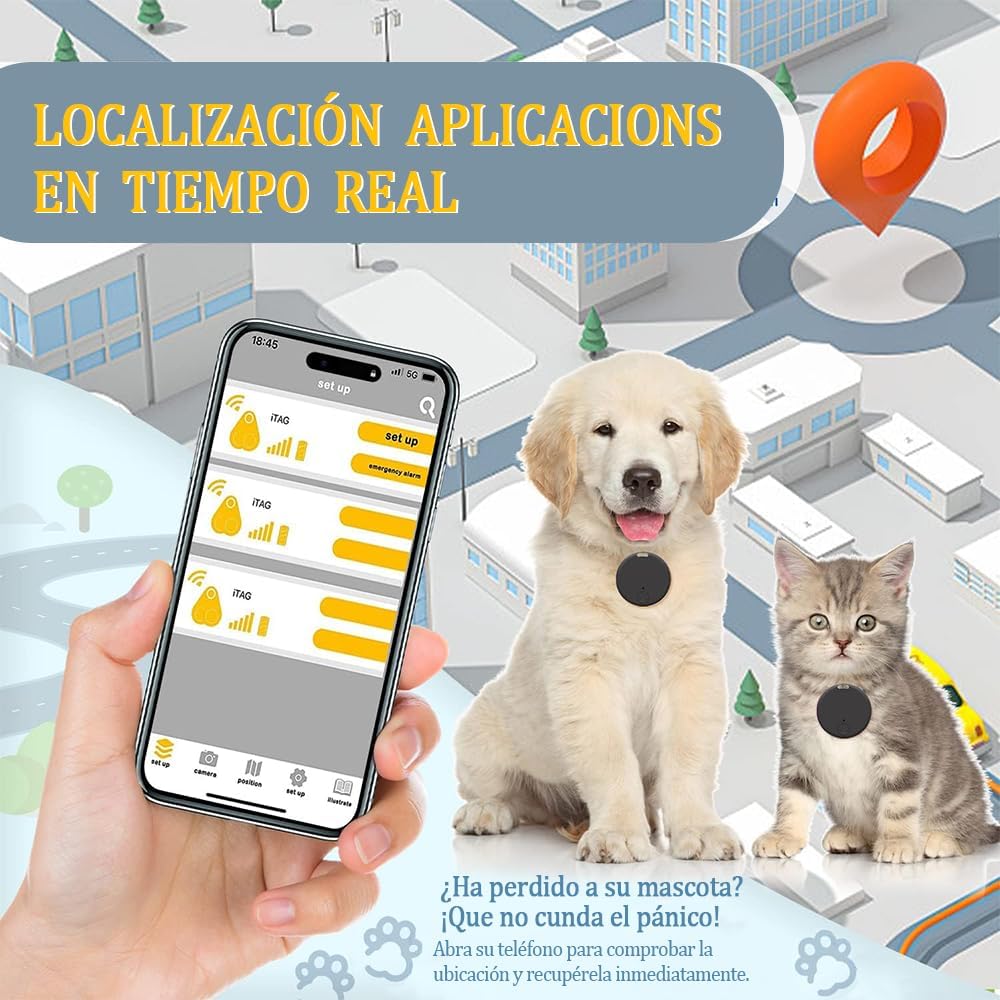 4 Rastreador GPS Portátil, Dispositivo Antipérdida, Seguimiento Inteligente por Bluetooth, Dispositivo Rastreador para Niños, Perros, Mascotas, Gatos, Cartera, Llavero