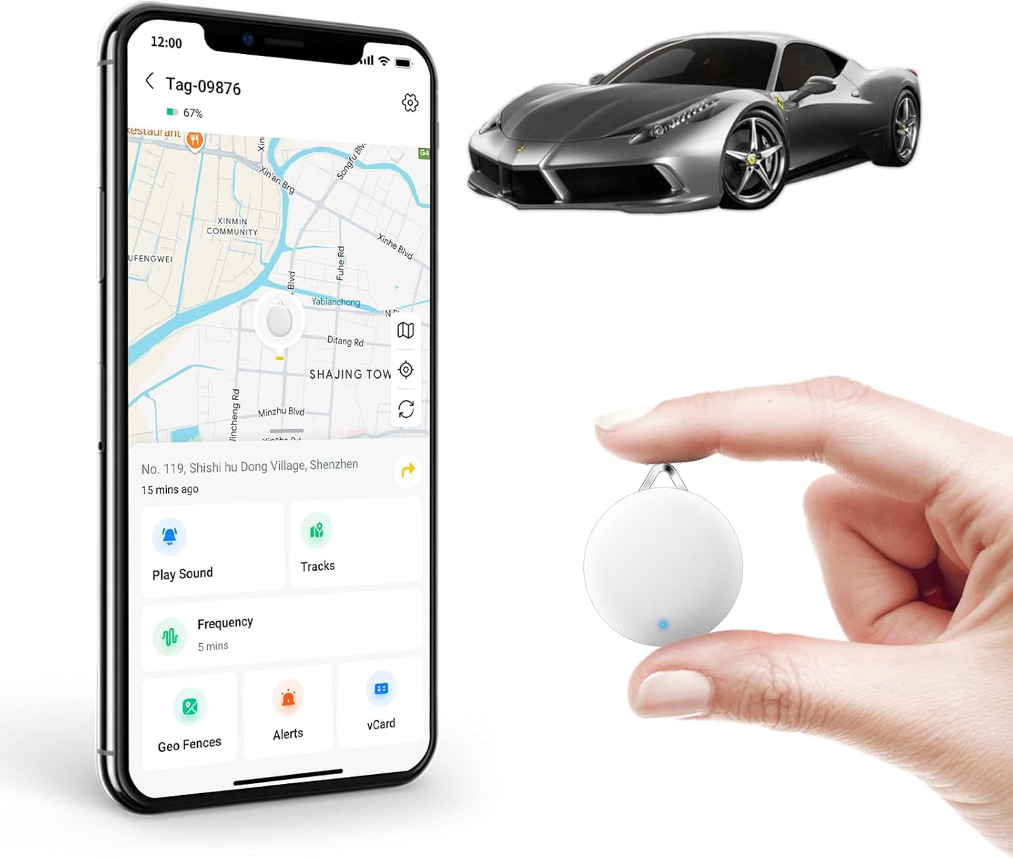 LNCOON Mini rastreador GPS suscripción para vehículos, niños y Mascotas. Dispositivo rastreador Oculto con aplicación para iOS y Android Reproducción de Seguimiento Sin cuota mensual