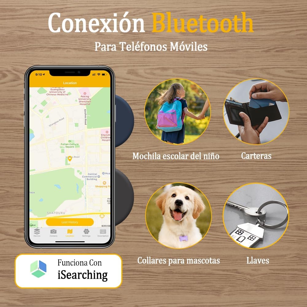 4 Rastreador GPS Portátil, Dispositivo Antipérdida, Seguimiento Inteligente por Bluetooth, Dispositivo Rastreador para Niños, Perros, Mascotas, Gatos, Cartera, Llavero