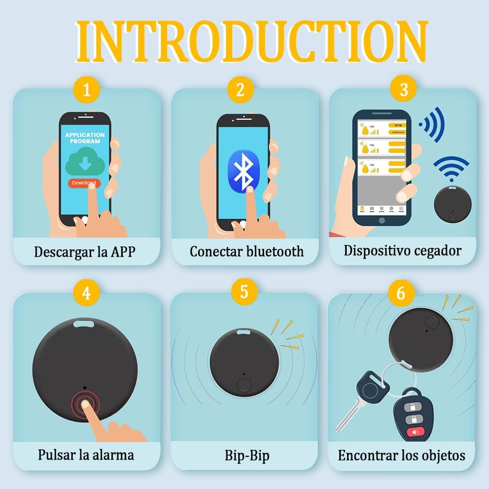 4 Rastreador GPS Portátil, Dispositivo Antipérdida, Seguimiento Inteligente por Bluetooth, Dispositivo Rastreador para Niños, Perros, Mascotas, Gatos, Cartera, Llavero