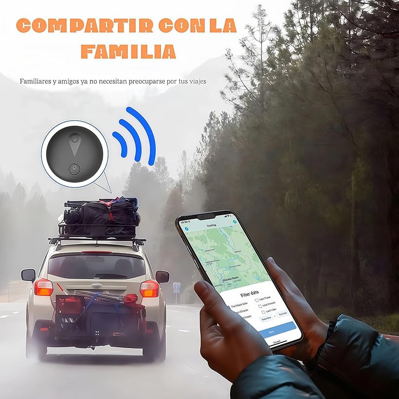 rastreador GPS para Auto,GPS Tracker sin suscripción,Chip rastreador GPS para Mascotas(1PC) (Negro)