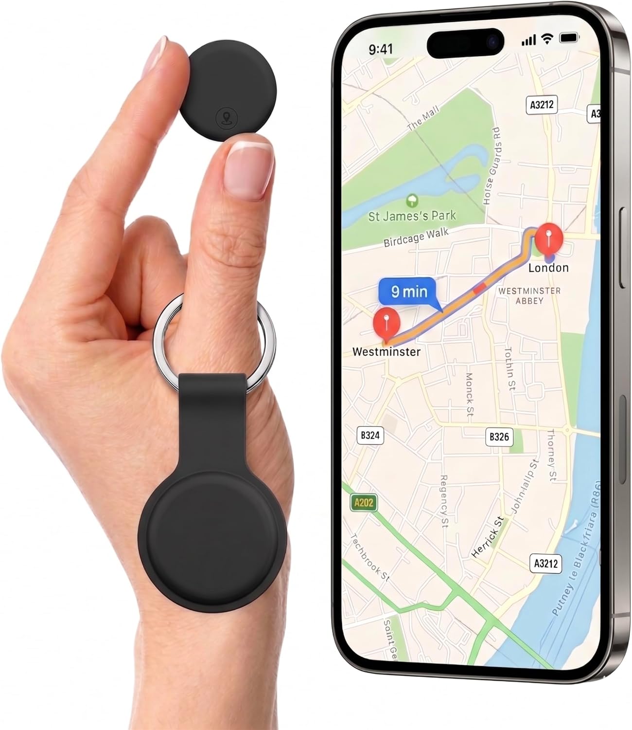 Rastreador GPS Bluetooth para Mascotas, Llaves, Equipaje y Objetos – Sin SIM, Sin Suscripción – Localizador en Tiempo Real – Compatible con Android, iOS y HarmonyOS | Llavero Mini Inteligente