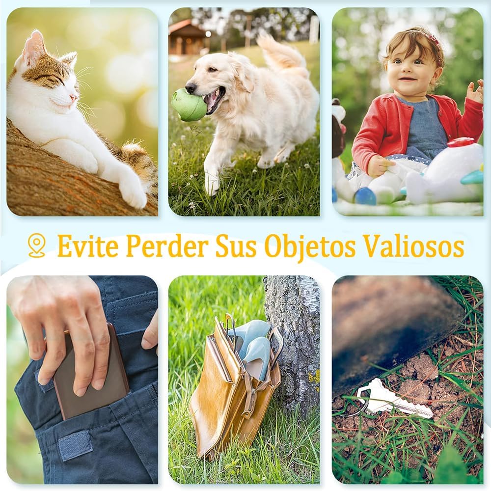4 Rastreador GPS Portátil, Dispositivo Antipérdida, Seguimiento Inteligente por Bluetooth, Dispositivo Rastreador para Niños, Perros, Mascotas, Gatos, Cartera, Llavero